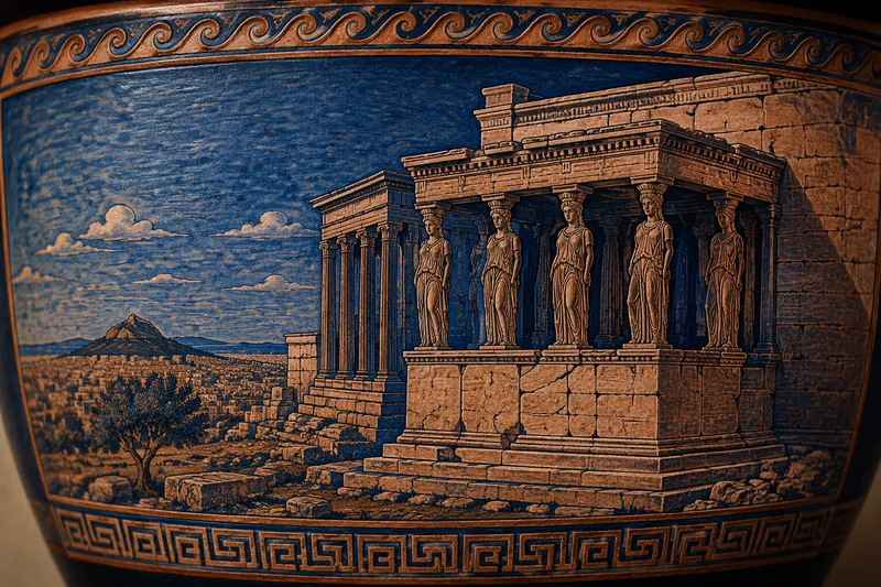 Erechtheion-temppeli ja karyatidit Akropolis-kukkulalla Erechtheion-temppeli ja karyatidit Akropolis-kukkulalla