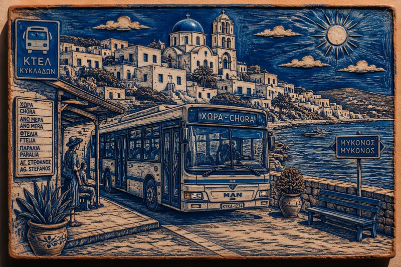Bussi Mykonoksen bussiasemalla
