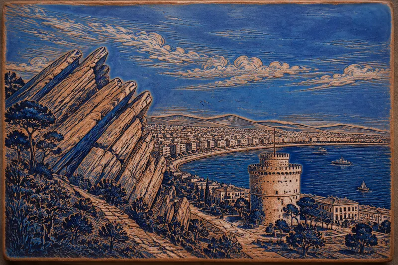 Kallistuvia kiviä Thessalonikin maisemissa