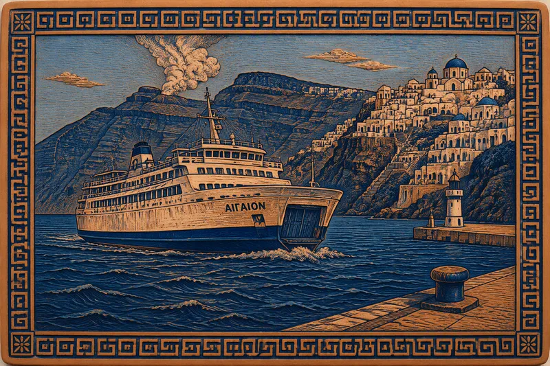 Lautta saapumassa Santorinin satamaan