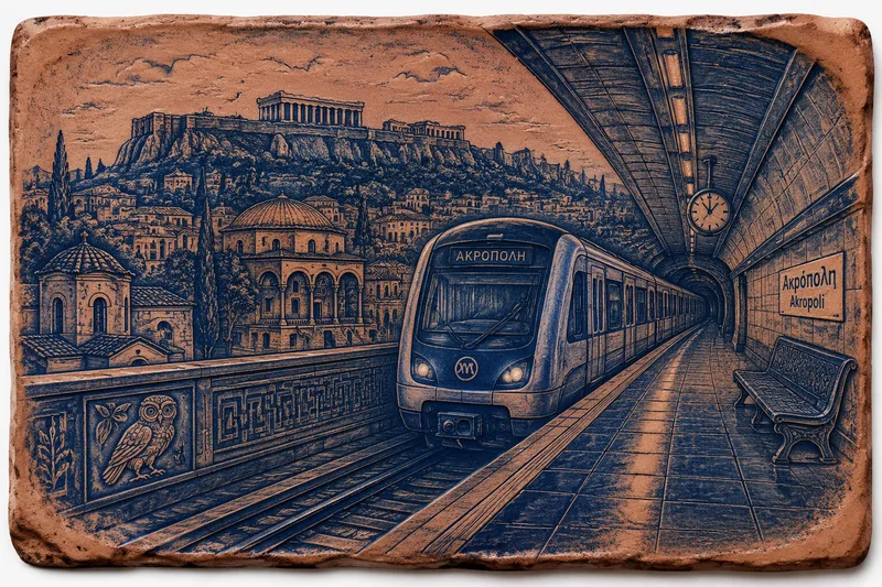 Moderni metrojuna saapumassa valoisalle metroasemalle