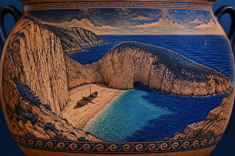Navagio Beachin hylky ja turkoosi vesi Navagio Beachin hylky ja turkoosi vesi