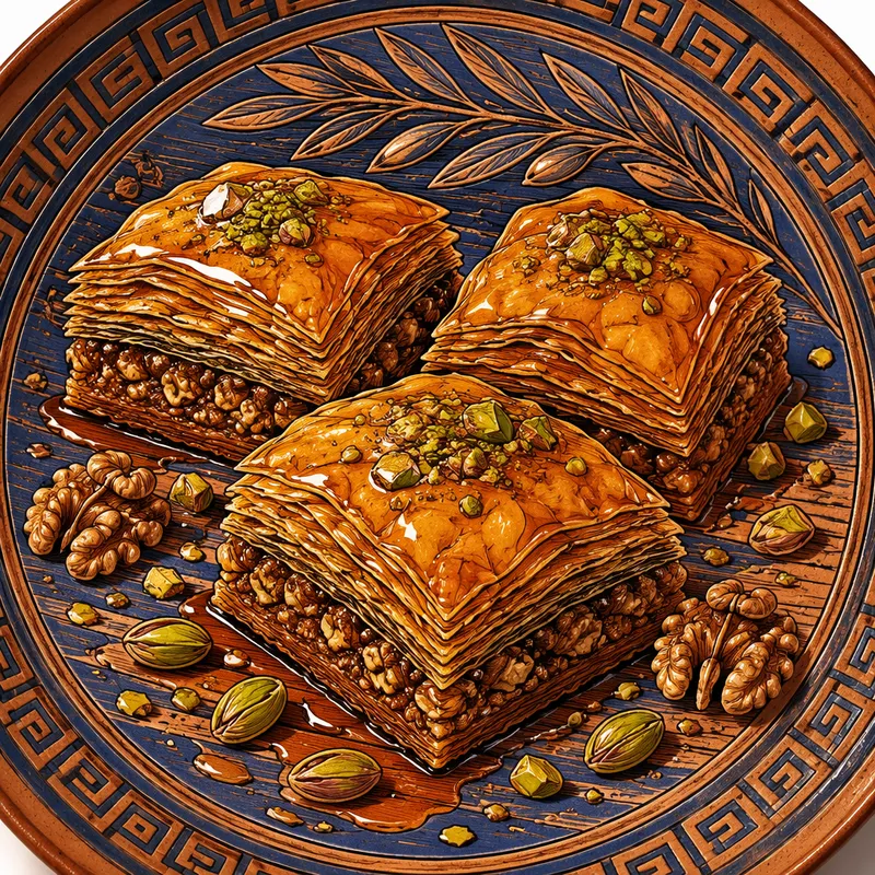 Perinteinen kreikkalainen baklava-leivonnainen