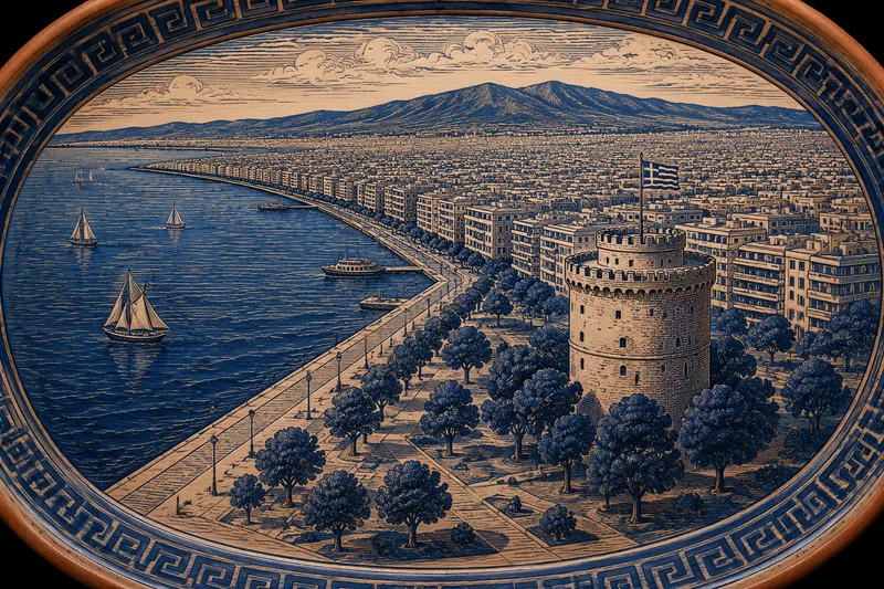 Thessalonikin ranta ja kuuluisa Valkoinen torni