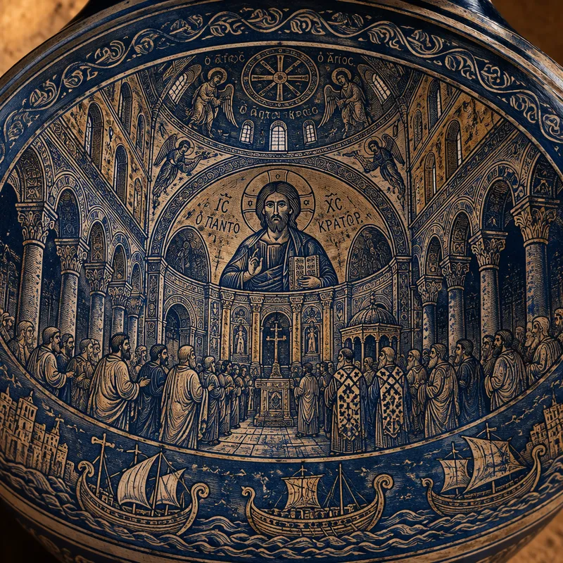 Bysanttilainen kirkko ja sen yksityiskohtaiset mosaiikit
