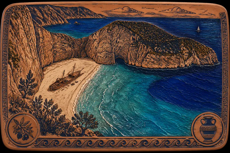 Navagio-rannan kuuluisa hylky ja kirkas turkoosi vesi